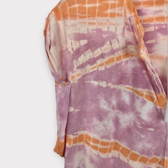 Young Fab & Broke NWT Tee Short Sleeves Tie Dye Purple Peach & White - Picture 7 of 8